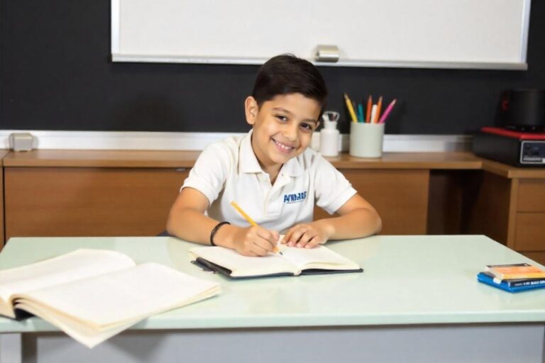 Boy practicing handwriting