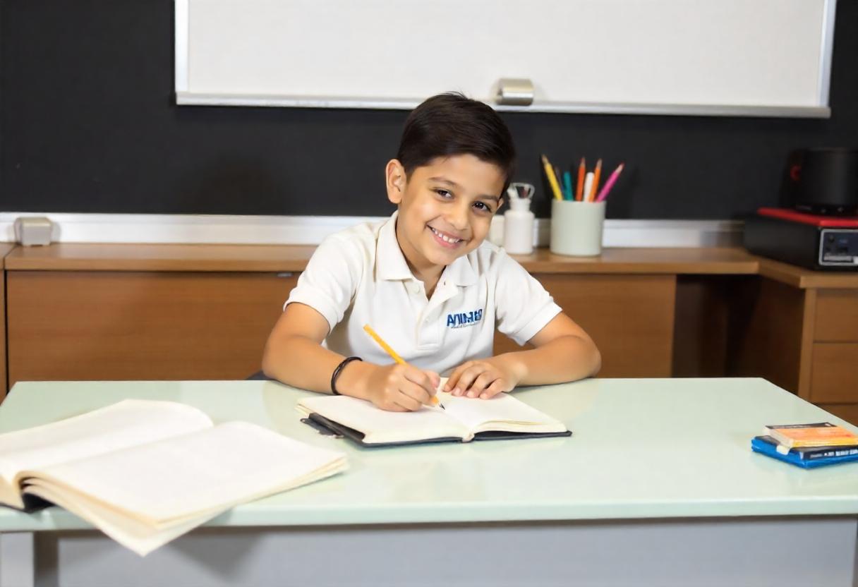 A boy using The Handwriting Lab's English Handwriting course